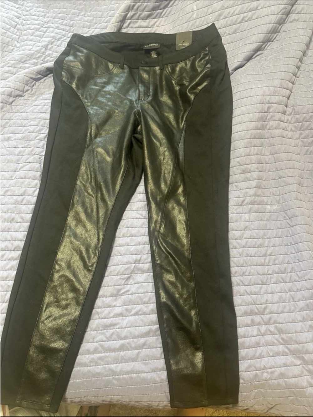 Lane Bryant Black Faux Leather Front Ponte Leggings